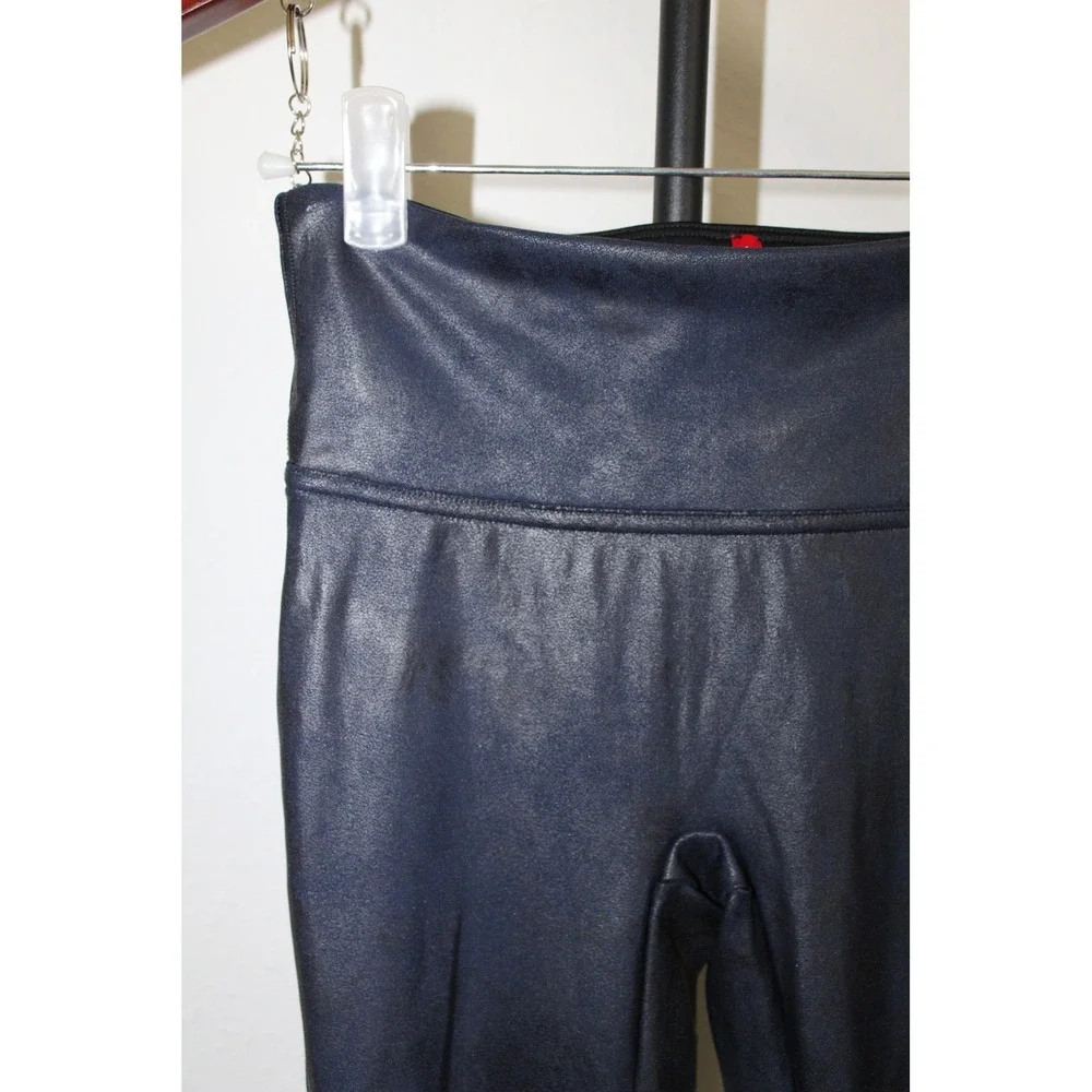 Spanx Faux Leather Leggings Womens XS Night Navy High Rise Shapewear 2437 NWT